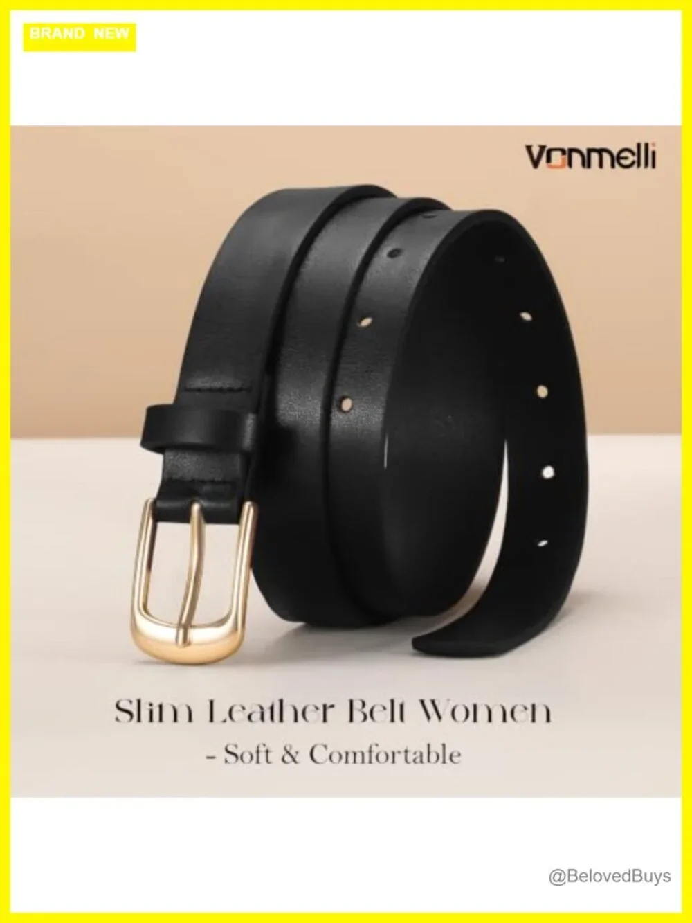 Skinny Faux Leather Belt with Gold Buckle for Women